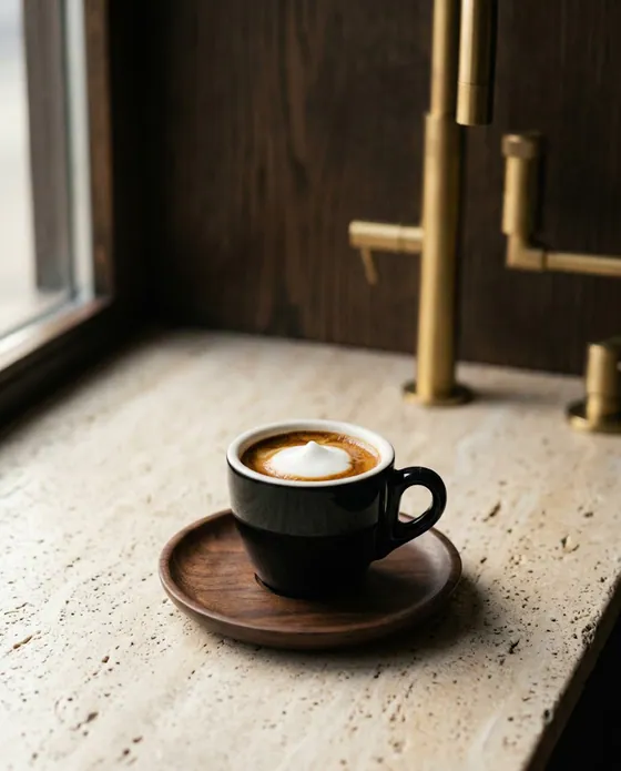 Espresso macchiato cu o pată de spumă de lapte.